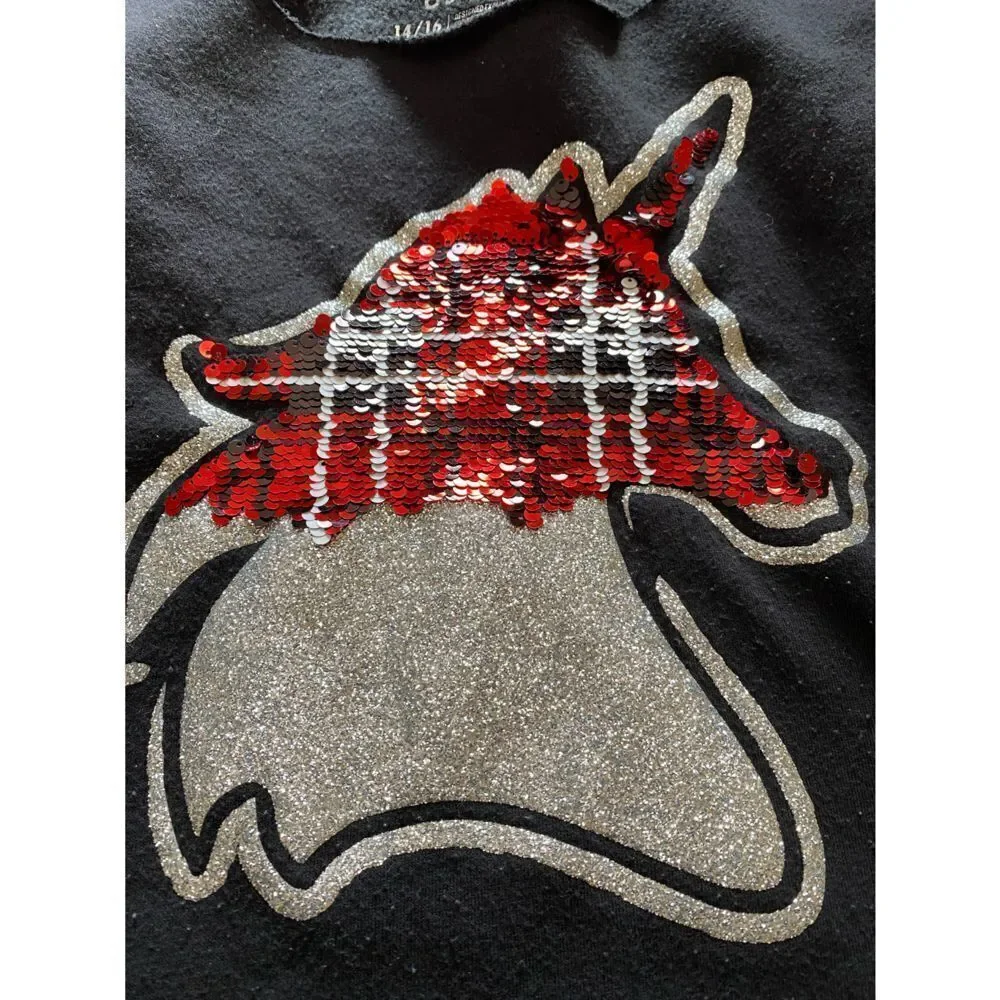 Justice Brand Plaid Sequin Unicorn Sweatshirt Top